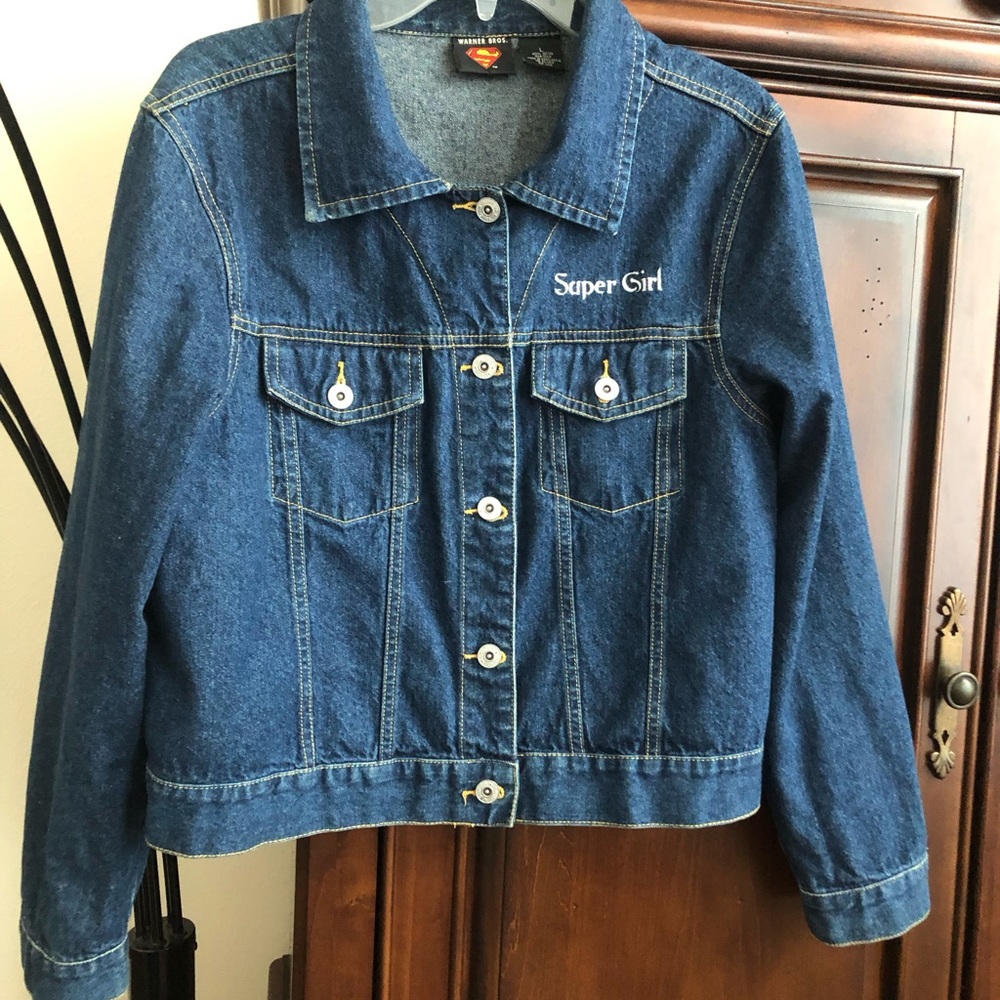 Warner Bros Denim Jacket with Super Girl Emblem